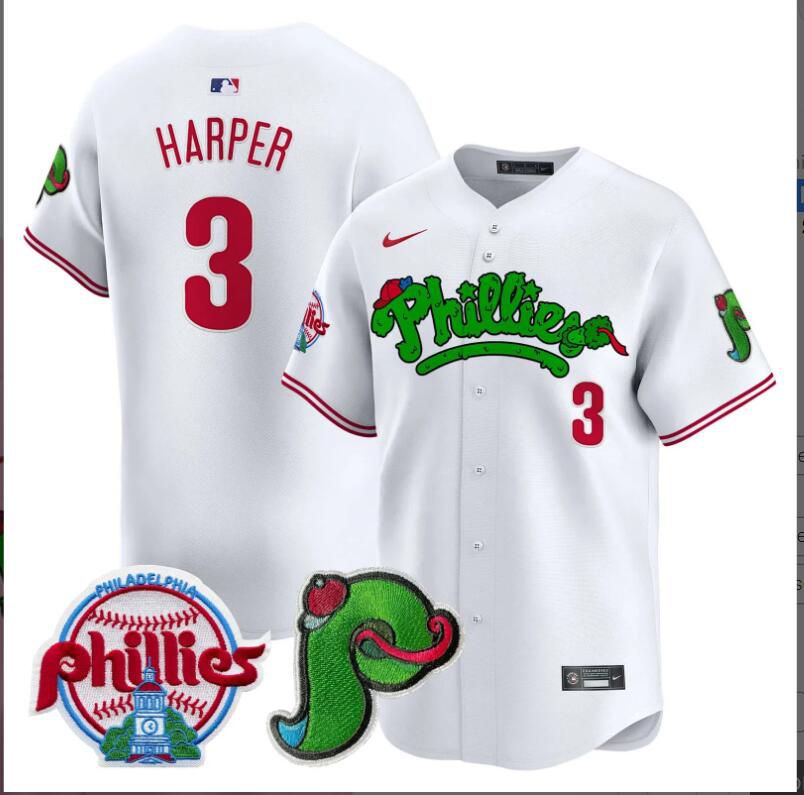 Men Philadelphia Phillies #3 Harper white Limited 2024 MLB Nike jersey